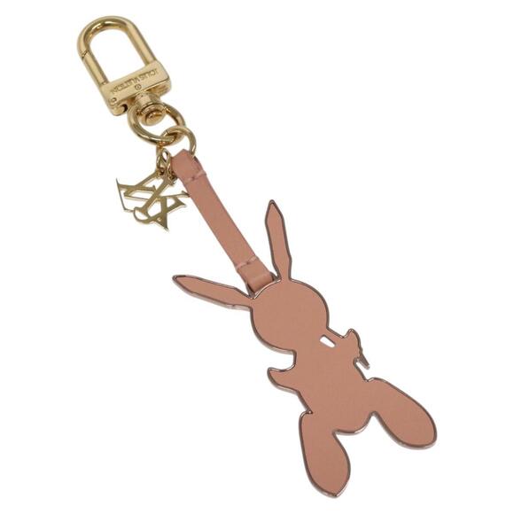 LOUIS VUITTON Rabbit Jeff Key Ring metal Pink M62734 LV Auth 114656